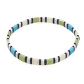 Bracciale Tila bohémien con perline rettangolari smaltate verde chiaro, bianco e blu - Verde Crema Nero Blu (TL-B190047A)