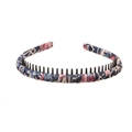 Navy blue and pink patterned headband with inner comb teeth for secure styling - 127 Pattern-Navy Blue