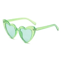 Translucent green heart-shaped sunglasses with sparkling glitter finish for women - Glitter Green Frame Green Lens