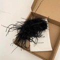 Pince à cheveux élégante en plumes d'autruche noires avec sachet parfumé et boîte - Noir