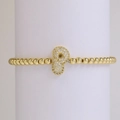 Golden stretch bracelet with round beads and a sparkling micro-pave zircon letter P charm - Letter P
