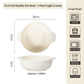 Zuppiera in ceramica bianco crema da 10,5 pollici con manici e capacità 1600 ml - Ciotola a Doppio Manico a Strisce da 10,5 Pollici / Bianco Crema