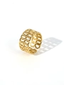 Detailed macro view of the 18k gold plated hollow woven chain pattern open ring - Hollow Braided Style