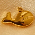 Minimalist whale pendant accessory made of polished golden stainless steel charm - Whale (19mm)