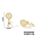 Macro shot showing 1.6cm height and 0.7cm width dimensions of gold flower earrings - Floral Rhinestone Inlaid Style (KE00006GW)