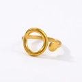 Minimalistischer goldener Ring mit geometrischem hohlem Kreis und festem Scheibendesign - Gold Geometrischer Kreis Offen