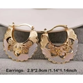 Exaggerated golden copper hoop earrings with intricate hollow patterns and silver accents - Gold Hollow Geometric Radial