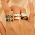 18K gold plated stainless steel double-layer open rings with colorful enamel oil drip insets - Large Water Drop Geometric Color Set of 3