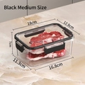 Set of 2 medium black lunch boxes with airtight lids for food storage and organization - 2 Pcs/Set / Medium No Grid - Black