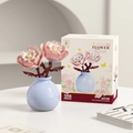 Pink peony building block flower model M3183 with light blue vase and gift box - Peony Flower(M3183)