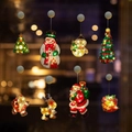 Set of 8 LED Christmas window suction lights featuring Santa, reindeer and tree shapes - Combo Set G (8 Pack)