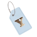 Light blue PU leather luggage tag with golden letter Y and secure steel wire cable - Light Blue Y