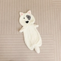 Detail of soft cream plush dog shell with grey eye circles and pink ear accents - Bull Terrier Skin Shell (Unstuffed) / 65cm