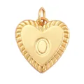 Gold-plated heart pendant with pleated texture and embossed letter O detail - Heart Letter O