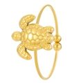 Adjustable golden stainless steel toe ring featuring a detailed sea turtle charm design - Sea Turtle Style (N-1019)