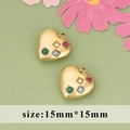 Golden heart pendant with colorful gemstones and 15mm size details for jewelry making - Iced Out Heart Pendant