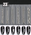 Set di 6 catene in metallo argentato con vari stili di maglie decorative per nail art e unghie - 23# Catena in Metallo Argentato Multitexture