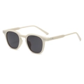 Lunettes de soleil rétro crème avec verres foncés et accents de rivets argentés élégants - Beige/Noir (C04)