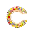 Gold C-shaped ear cuff with vibrant multi-colored crystal pavé stones for women - Outer Diameter 1.9cm / KC Gold - Multi-color (8521)
