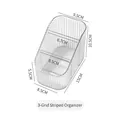 Organizer per ciglia trasparente a 3 scomparti con design a righe, 15x9,5x10,5cm - Scatola di Immagazzinaggio a 3 Griglie a Righe