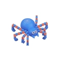Blue and orange transformable spider fidget spinner toy with movable mechanical joints - Blue