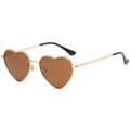 Vintage heart-shaped sunglasses with gold metal frame and brown lenses for women - Gold Frame Tea Lens C9