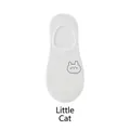 White low cut invisible socks with minimalist blue cat graphic and non-slip design - Cat