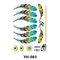 Metallic gold and silver feather tattoos with bohemian spiritual symbols on white background - Feathers and Religious Mystic Symbols (YH-083)