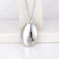 Silver oval stainless steel locket pendant necklace with polished finish and thin chain - Oval Smooth 40*27/Steel