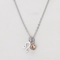 Silver stainless steel Leo zodiac necklace with amber champagne birthstone pendant - Silver-Leo