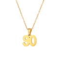 Minimalistische 18K vergoldete Edelstahlhalskette mit Nummer 90 Anhänger für Damen - Gold (90)