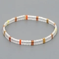 Bohemian Tila bead bracelet with transparent, orange and yellow glass squares - Transparent Orange Yellow Metal