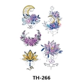 Waterproof temporary tattoo sheet featuring watercolor flowers and moon designs, model TH-266 - Th-266 / 210*148mm