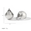 Tabella delle dimensioni dettagliate per orecchini a goccia in metallo argento - Sfera / Argento
