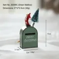 Boîte aux lettres verte vintage avec Père Noël et mini sapin pour décoration de Noël - Décoration de Père Noël et Arbre de Noël / Vert