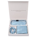 Luxury 100% mulberry silk gift set in light blue with sleep mask and hair scrunchie - Grey Blue