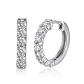 Classic S925 sterling silver hoop earrings with sparkling white zircon stones - Silver Rhinestone Claw Hoop (SE82)