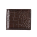 Portafoglio bifold da uomo in pelle di coccodrillo marrone scuro con design orizzontale - Marrone Orizzontale