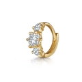Classic 18K gold plated huggie earrings with three sparkling round cubic zirconia stones - Three Stone Huggie Gold - 1PC