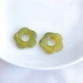 Olive green marble texture resin flower pendant for DIY jewelry making - Olive Green Marbled