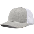 Breathable trucker hat featuring gray twill front and white mesh back for men and women - Light Grey And White