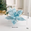 Light blue velvet Christmas flower with silver glitter and sequins, 28cm diameter - Ice Blue 28cm