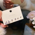S925 silver needle bow and celestial saturn earring set with sparkling white zircon - E6282 Silver