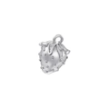 Detail of silver strawberry pendant with realistic seed textures and leaf pattern - VD1641 Platinum Polished Strawberry