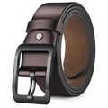 Ceinture en cuir marron foncé pour hommes avec boucle à ardillon carrée en alliage noir - Boucle à Ardillon Noir Café / 120cm