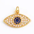 Evil Eye charm pendant in gold finish with blue crystal and white cubic zirconia accents - Gold