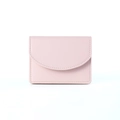 Minimalist light pink leather wallet featuring a stylish large rounded flap design - Pink