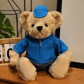 Simpatico orsetto di peluche con giacca sportiva blu e berretto per bambini - Blu Set