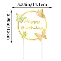Golden Happy Birthday cake topper with colorful butterfly accents and dimension details - Large Butterfly Cake Topper