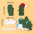 Chinese style rabbit birthday cake toppers featuring green mountains and red sun scenery - Soft Glue Rockery Set (4 Pcs)